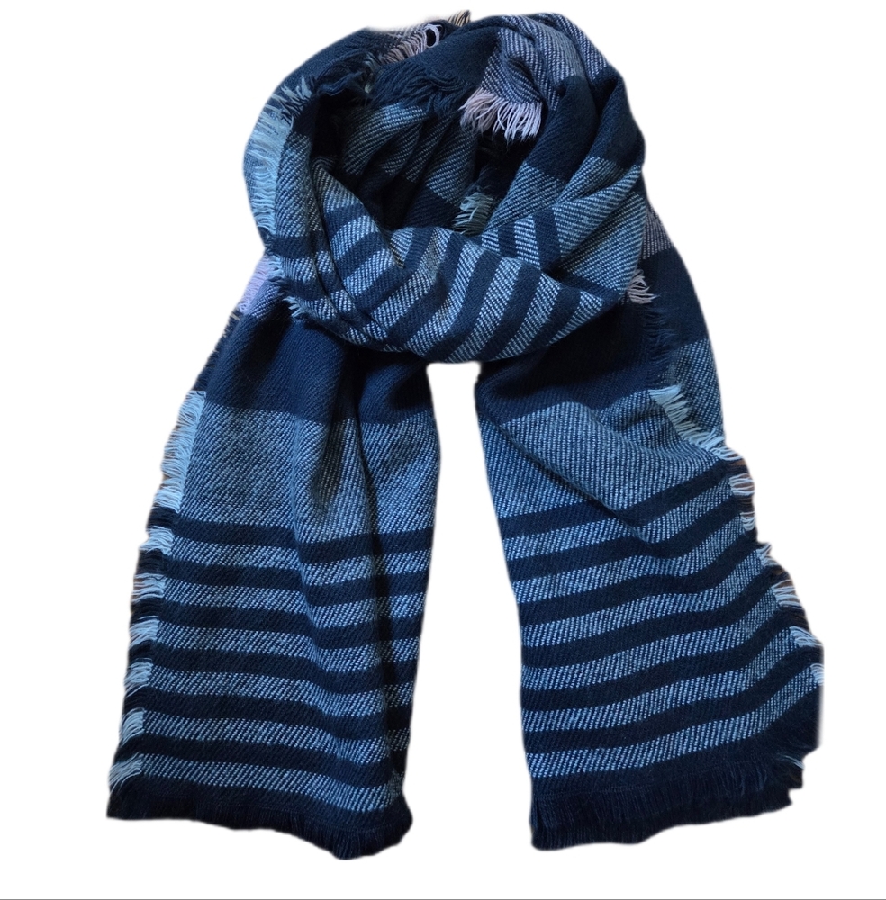 J Crew Factory Blue & Pink Striped Scarf